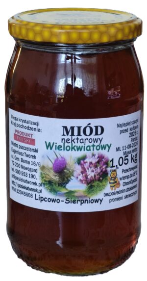 Miód Nektarowy Wielokwiatowy Lipicowo-Sierpniowy 1,05 kg (Partia ML 11-08-2026)